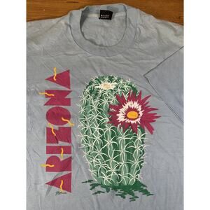 Vintage 90s Arizona USA Cactus Flower Single Stitch Puff Print Vtg Tee Shirt XL